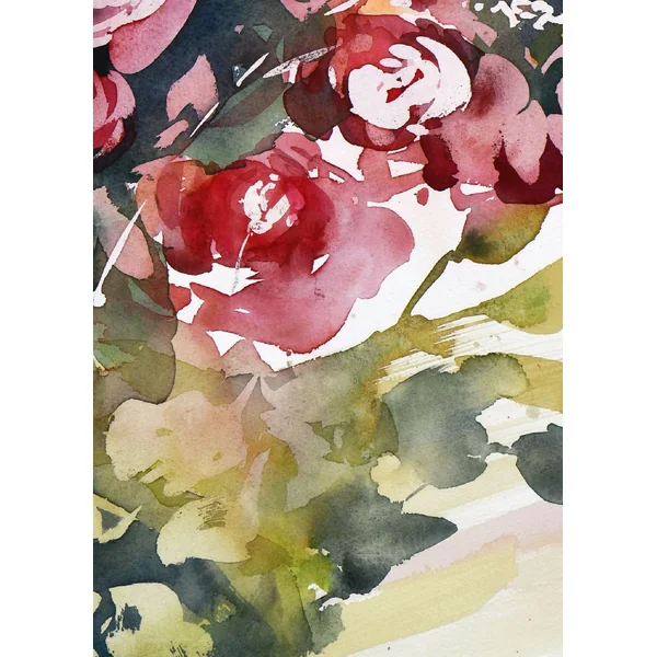 Roses ardentes - Aquarelle originale