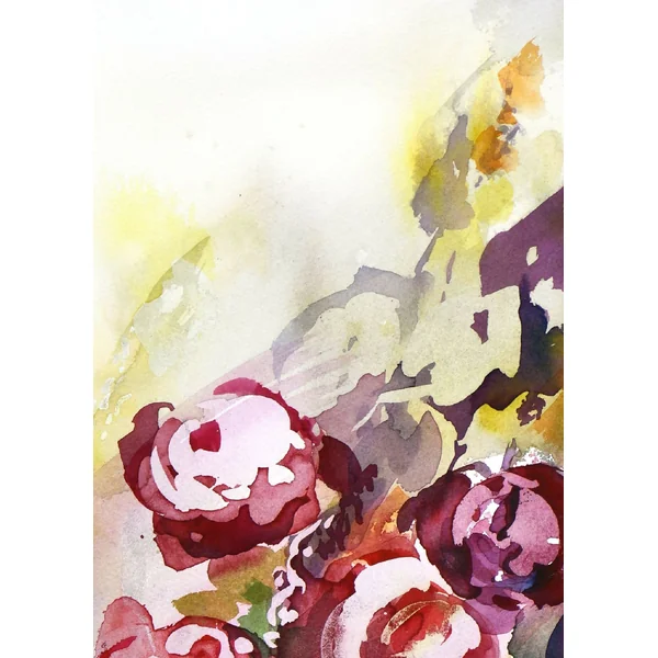 Roses ardentes - Aquarelle originale
