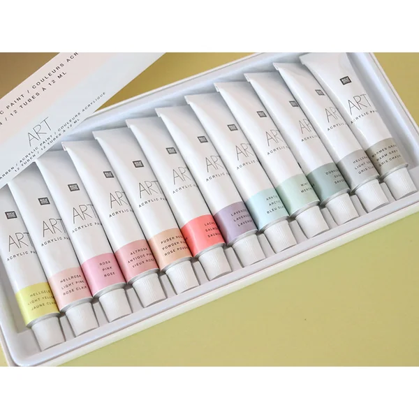 Set de 12 tubes de peinture acrylique - pastel