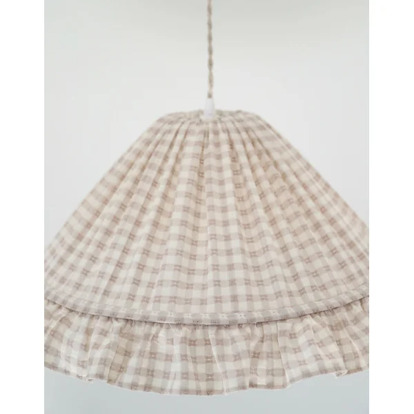 Suspension conique Emilia avec volant chic : lumière douce en coton tissé vichy