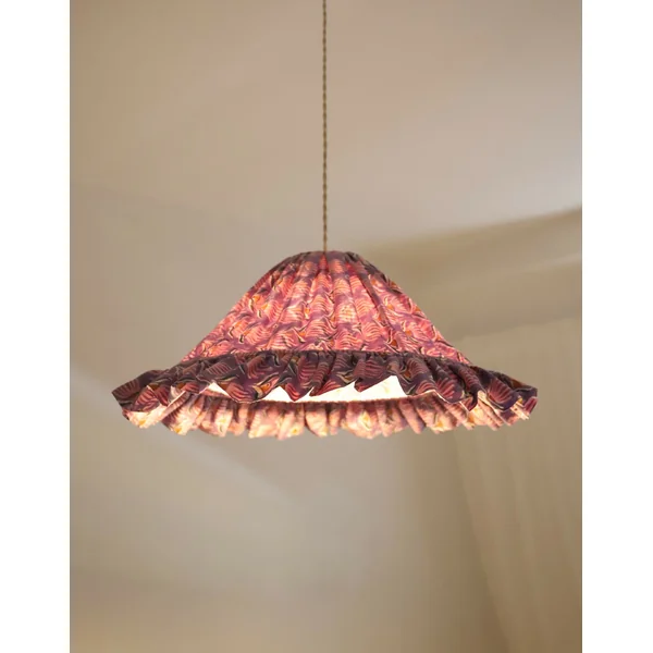 Suspension conique Emilia « Purple Shell Flowers », luminaire artisanal