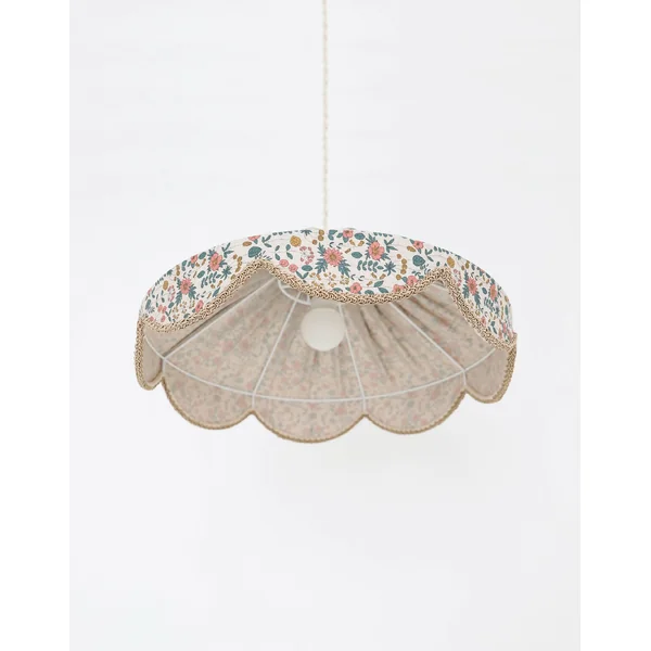 Suspension "Cosette" en Tissu Floral English Garden - Abat-jour Festonné Style Vintage Made in France