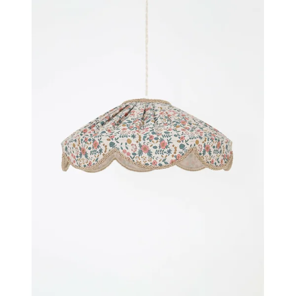 Suspension "Cosette" en Tissu Floral English Garden - Abat-jour Festonné Style Vintage Made in France