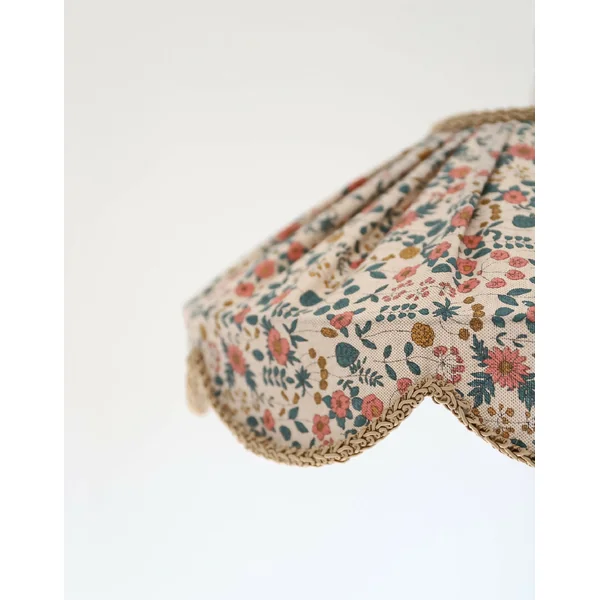 Suspension "Cosette" en Tissu Floral English Garden - Abat-jour Festonné Style Vintage Made in France
