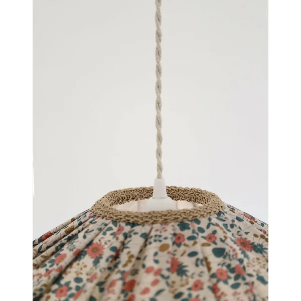 Suspension "Cosette" en Tissu Floral English Garden - Abat-jour Festonné Style Vintage Made in France