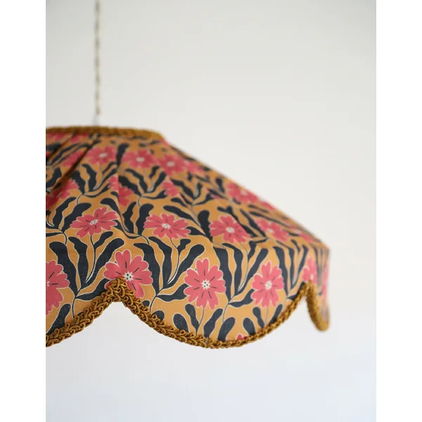 Suspension "Cosette" en Tissu Floral Goa - Abat-jour Festonné Style Vintage Made in France