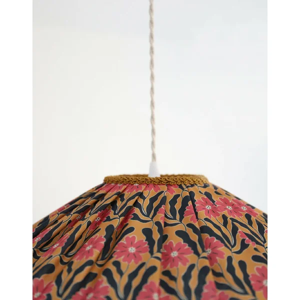 Suspension "Cosette" en Tissu Floral Goa - Abat-jour Festonné Style Vintage Made in France