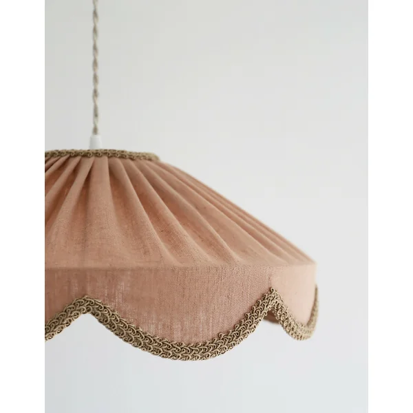 Suspension "Cosette" en Tissu Uni Lin Classic Linen - Abat-jour Festonné Style Vintage Made in France