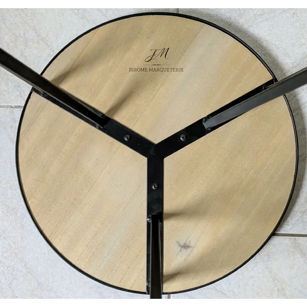 Table d'appoint pieds métal et plateaux avec marqueterie de Paille dorée