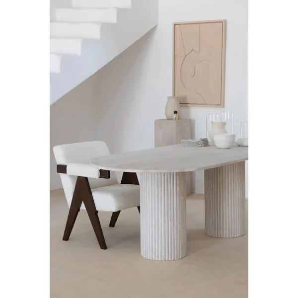 Table ovale en travertin