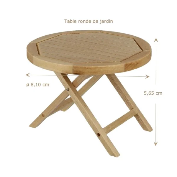 Table ronde de jardin - Chêne clair