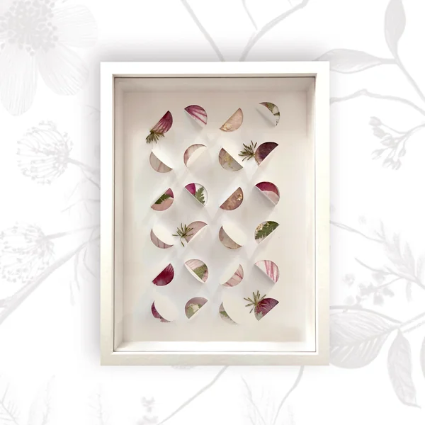 Tableau - Demi lune or - A4 - fleurs séchées
