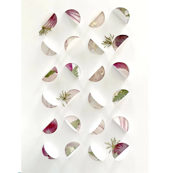 Tableau - Demi lune or - A4 - fleurs séchées